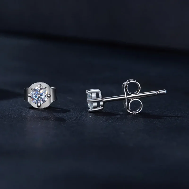 (bild till) Pandora-stil 0,1 kt Moissanite-stiftöronhängen (Två certifikat) - MSE038 - View 4