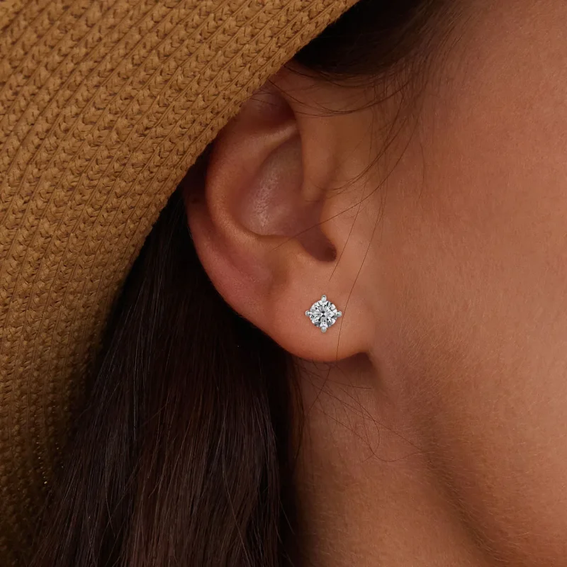 (bild till) Pandora-stil 0,1 kt Moissanite-stiftöronhängen (Två certifikat) - MSE038 - View 5