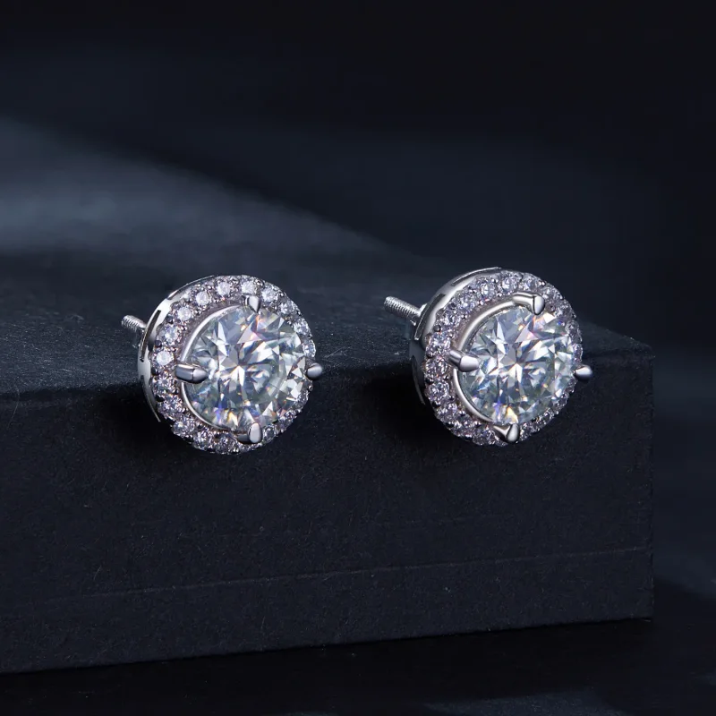 (bild till) Pandora-stil 1Ct Moissanite-stiftörhängen (Två certifikat) - MSE039 - View 2