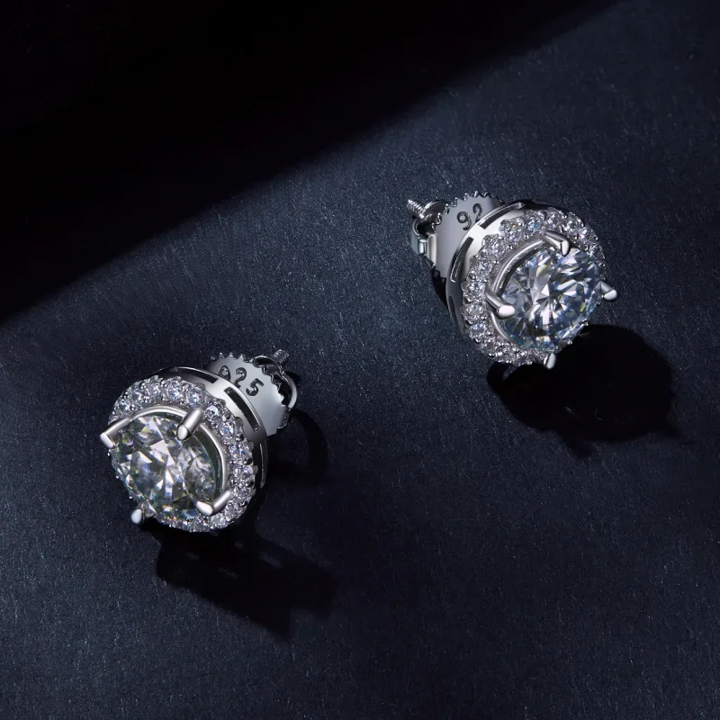 (bild till) Pandora-stil 1Ct Moissanite-stiftörhängen (Två certifikat) - MSE039 - View 3