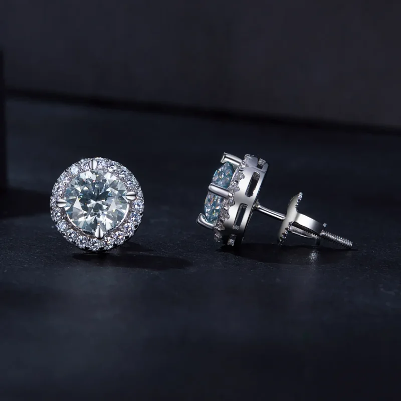 (bild till) Pandora-stil 1Ct Moissanite-stiftörhängen (Två certifikat) - MSE039 - View 4