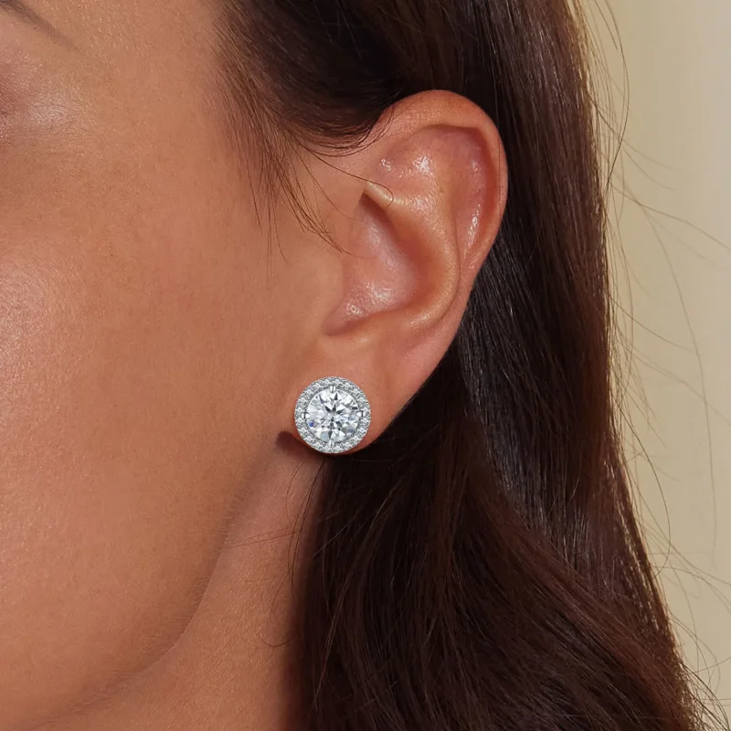 (bild till) Pandora-stil 1Ct Moissanite-stiftörhängen (Två certifikat) - MSE039 - View 5