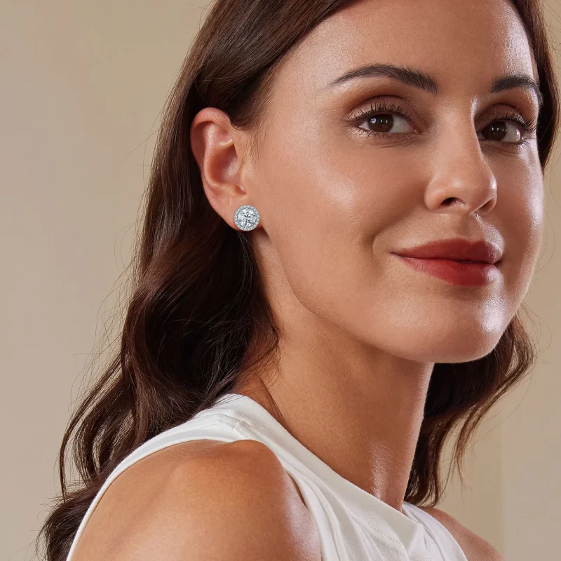 (bild till) Pandora-stil 1Ct Moissanite-stiftörhängen (Två certifikat) - MSE039 - View 6