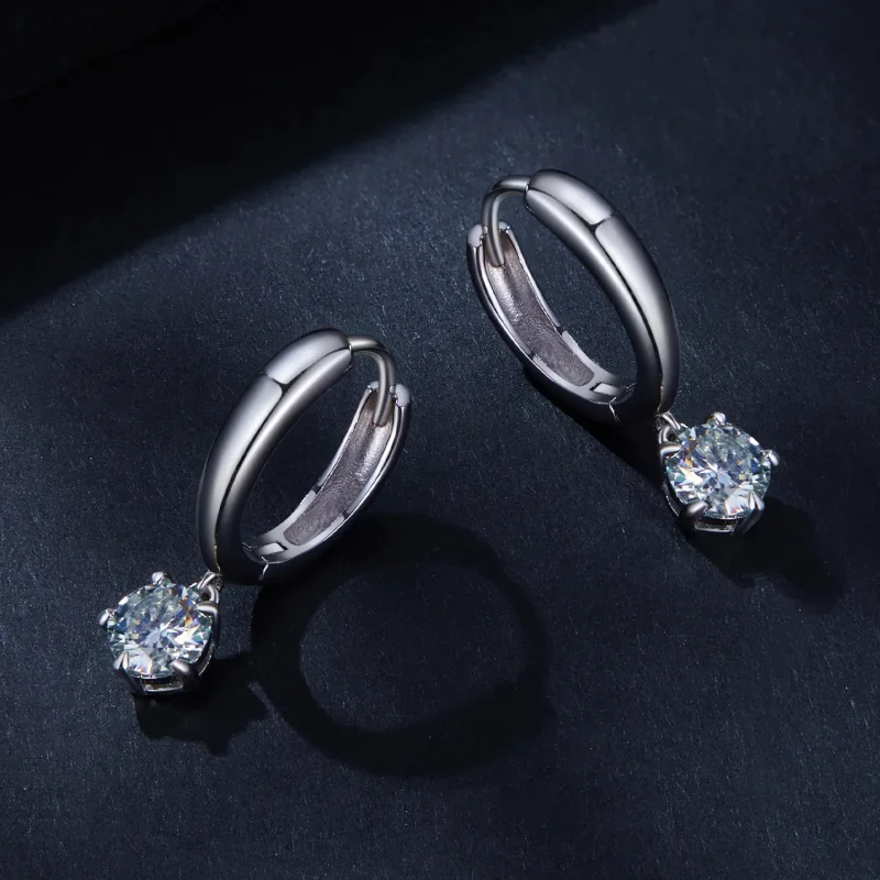 (bild till) Pandora-stil 0,5 kt Moissanite Örhängen (Två certifikat) - MSE040 - View 3
