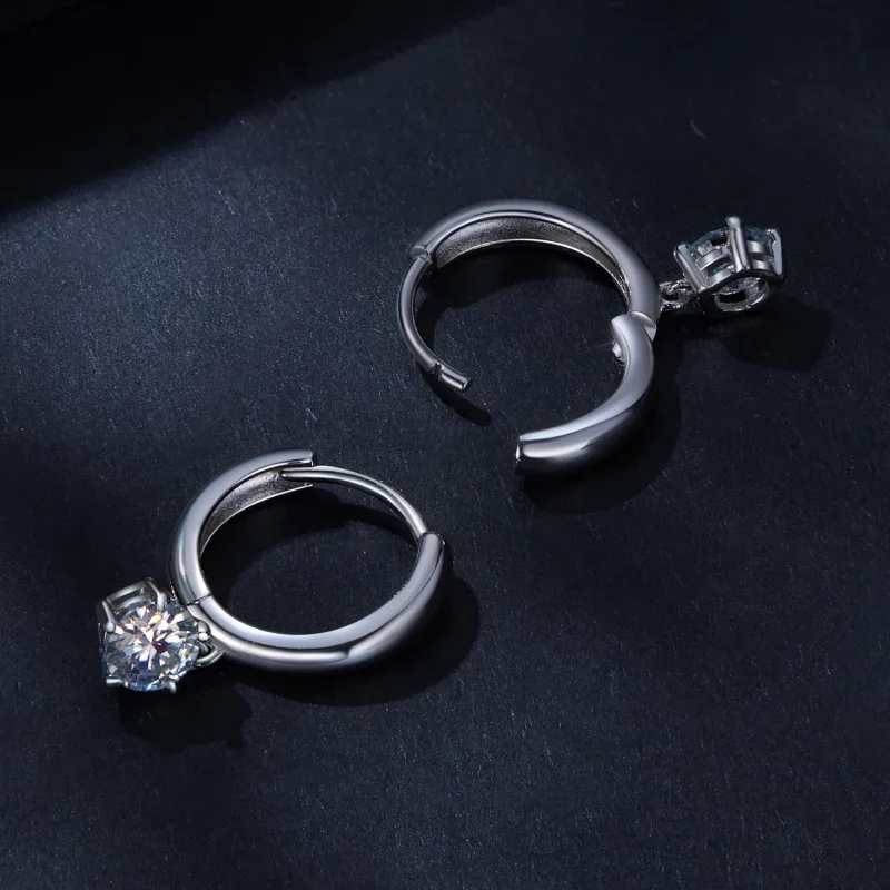 (bild till) Pandora-stil 0,5 kt Moissanite Örhängen (Två certifikat) - MSE040 - View 4