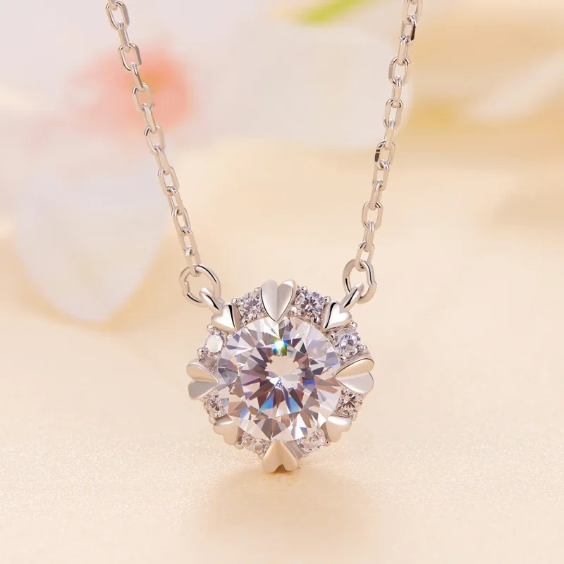 (bild till) Pandora-stil Utsökt Moissanite Halsband (Ett certifikat) - MSN011 - View 2
