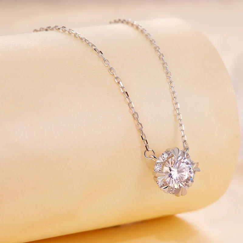 (bild till) Pandora-stil Utsökt Moissanite Halsband (Ett certifikat) - MSN011 - View 3