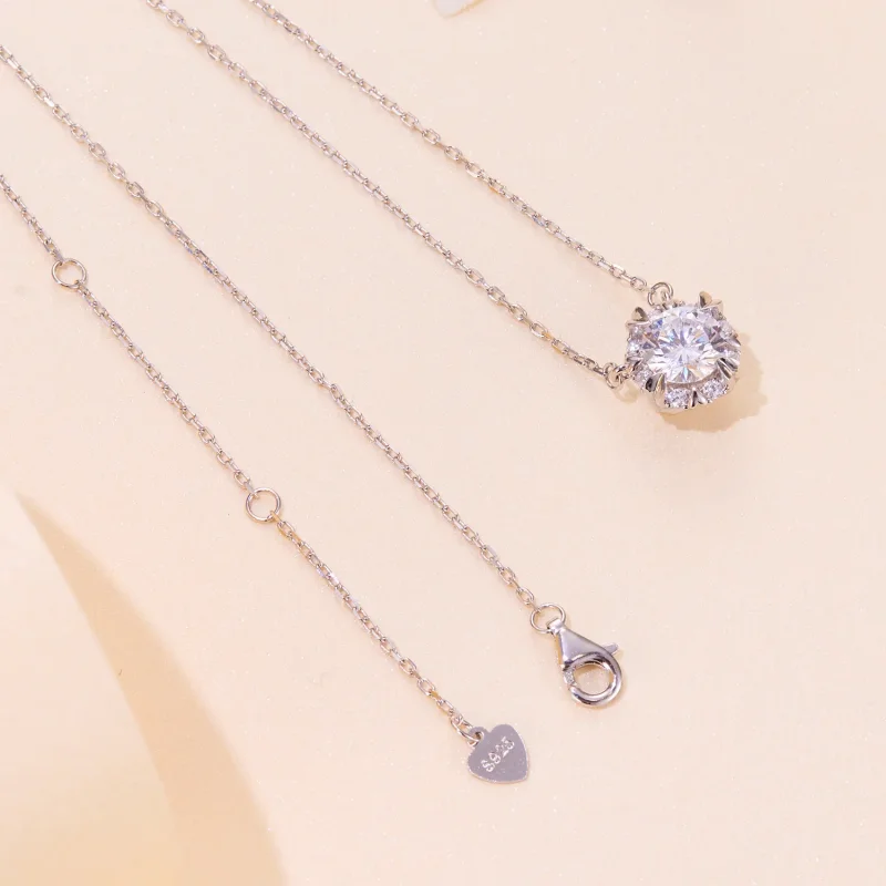 (bild till) Pandora-stil Utsökt Moissanite Halsband (Ett certifikat) - MSN011 - View 4
