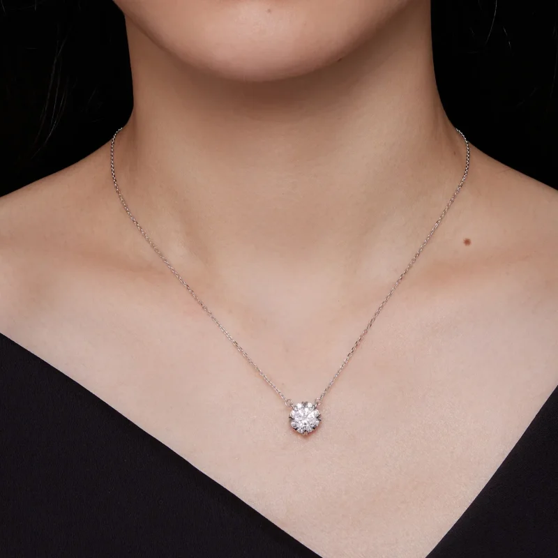 (bild till) Pandora-stil Utsökt Moissanite Halsband (Ett certifikat) - MSN011 - View 6