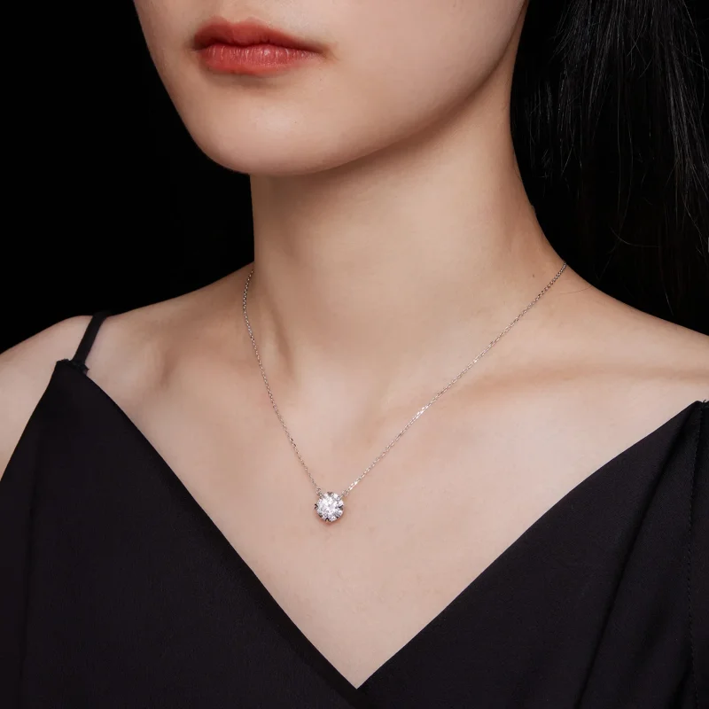 (bild till) Pandora-stil Utsökt Moissanite Halsband (Ett certifikat) - MSN011 - View 7