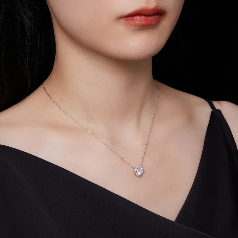 (bild till) Pandora-stil Utsökt Moissanite Halsband (Ett certifikat) - MSN011 - View 8