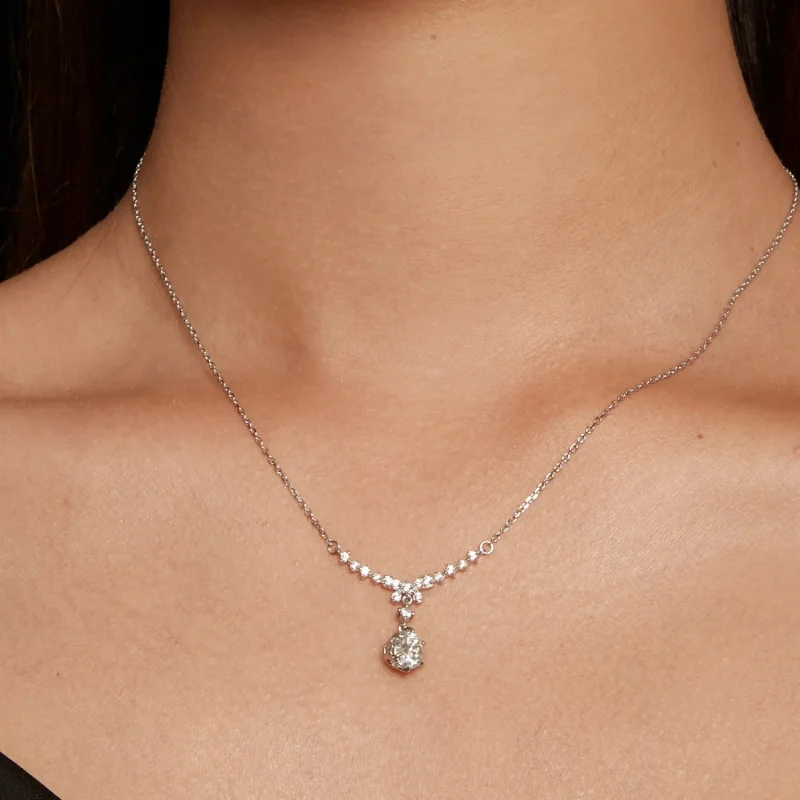 (bild till) Pandora-stil Moissanite-halsband (Ett certifikat) - MSN020 - View 6