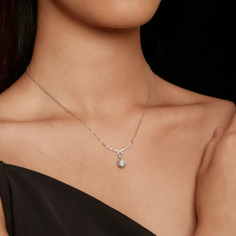 (bild till) Pandora-stil Moissanite-halsband (Ett certifikat) - MSN020 - View 7