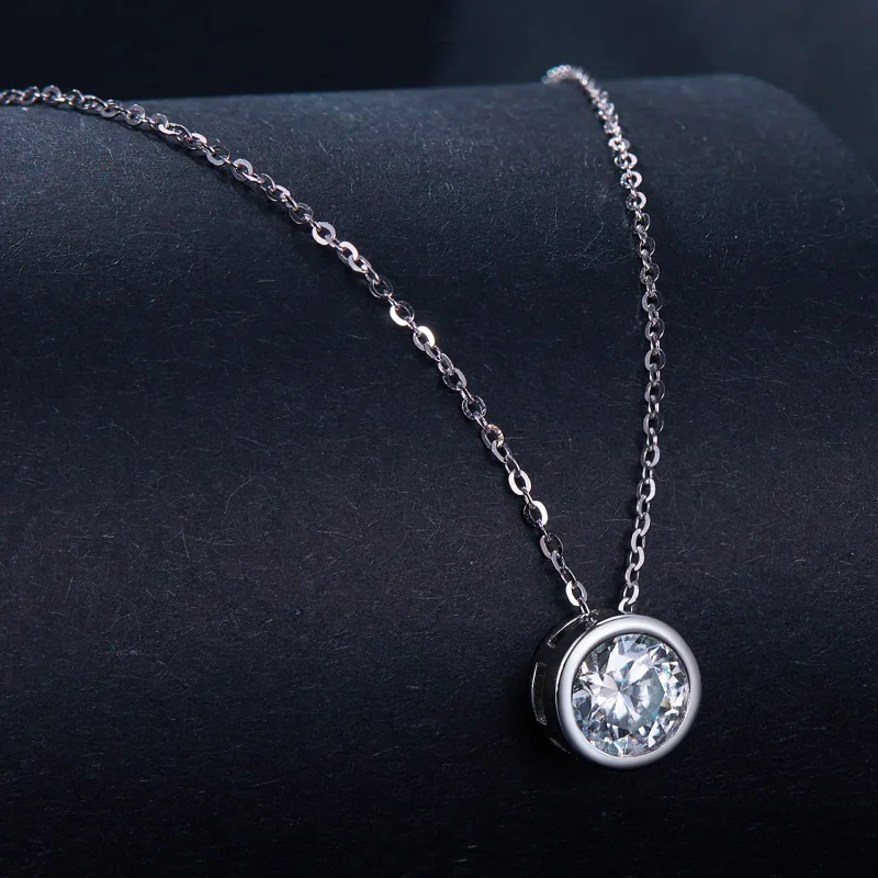 (bild till) Pandora-stil 1Ct Moissanite-halsband (Ett certifikat) - MSN021 - View 2