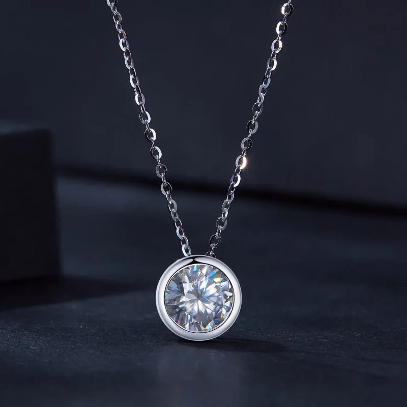 (bild till) Pandora-stil 1Ct Moissanite-halsband (Ett certifikat) - MSN021 - View 3