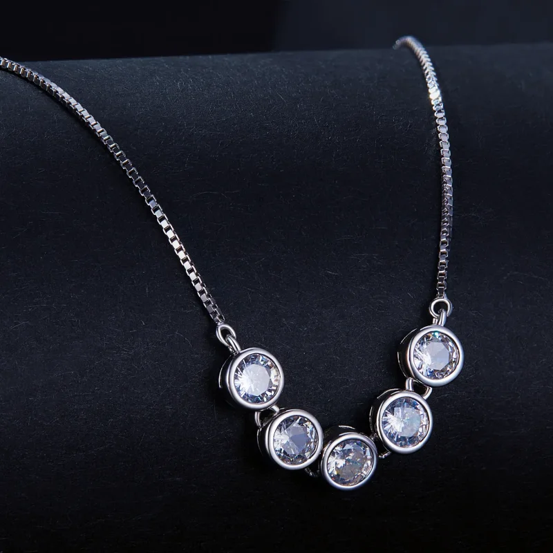 (bild till) Pandora-stil 0,3 kt Moissanite-halsband (Ett certifikat) - MSN022 - View 2