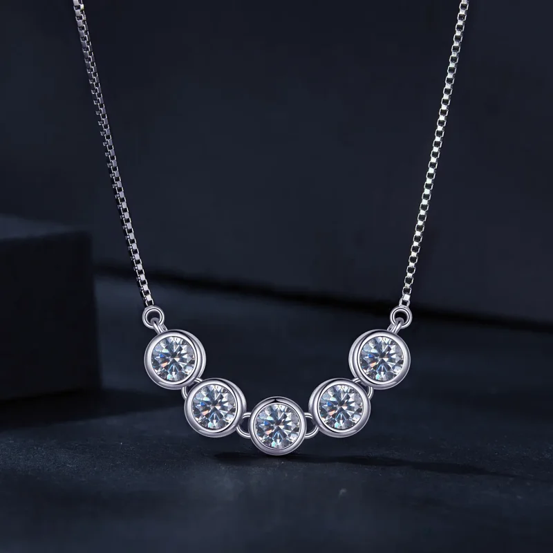 (bild till) Pandora-stil 0,3 kt Moissanite-halsband (Ett certifikat) - MSN022 - View 3