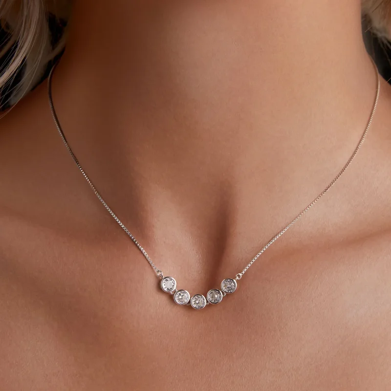 (bild till) Pandora-stil 0,3 kt Moissanite-halsband (Ett certifikat) - MSN022 - View 5