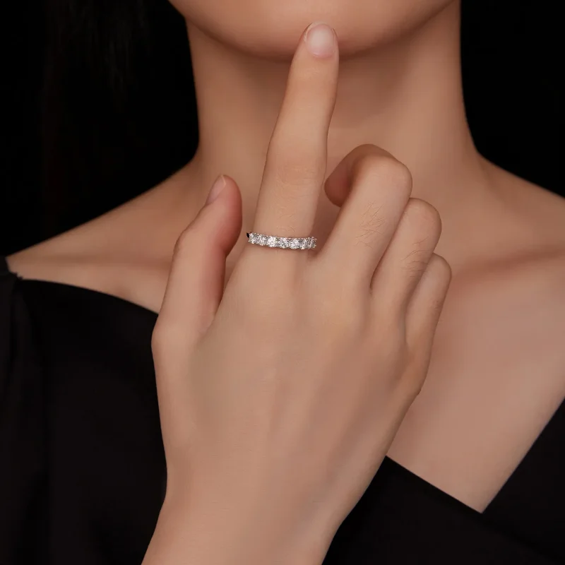 (bild till) Pandora-stil Mönster Moissanite Ring (Ett certifikat) - MSR015 - View 8