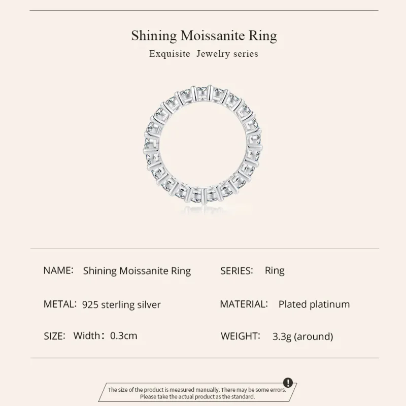 (bild till) Pandora-stil Skinande Moissanitring (Ett certifikat) - MSR020 - View 2
