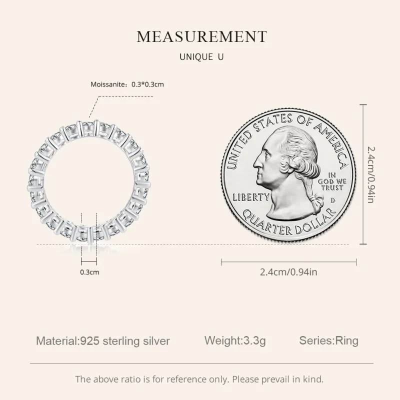 (bild till) Pandora-stil Skinande Moissanitring (Ett certifikat) - MSR020 - View 3
