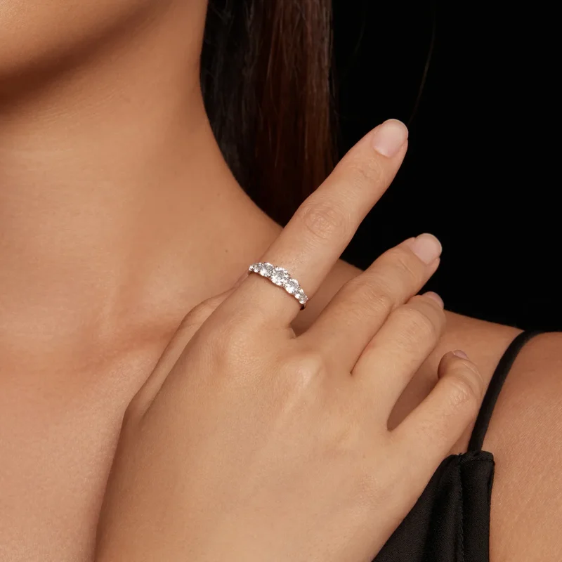 (bild till) Pandora-stil Glänsande Moissanit Ring (Ett certifikat) - MSR037 - View 4