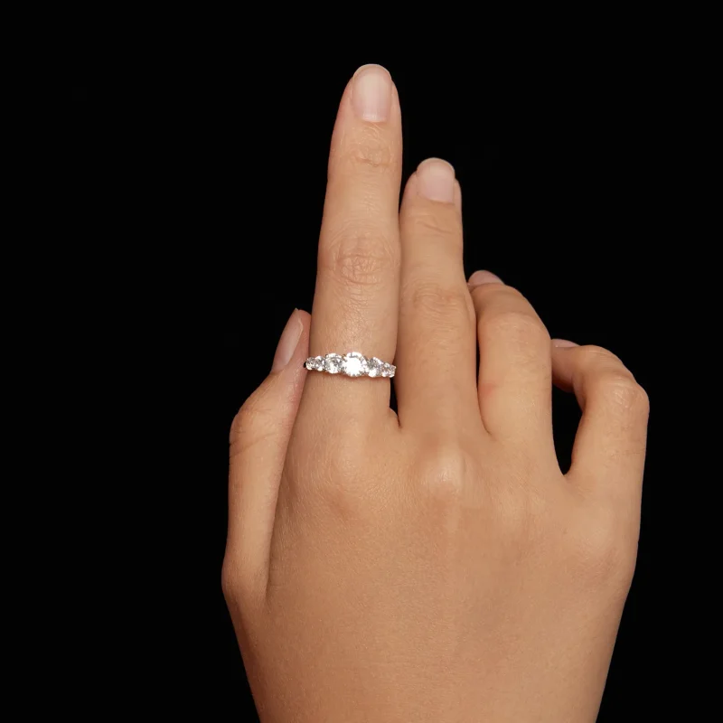 (bild till) Pandora-stil Glänsande Moissanit Ring (Ett certifikat) - MSR037 - View 5