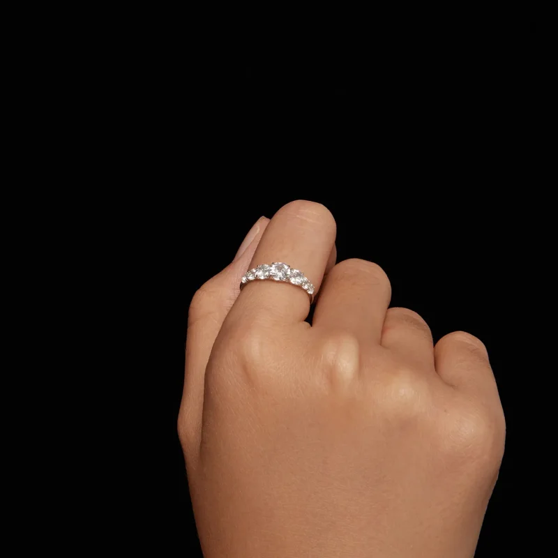 (bild till) Pandora-stil Glänsande Moissanit Ring (Ett certifikat) - MSR037 - View 6