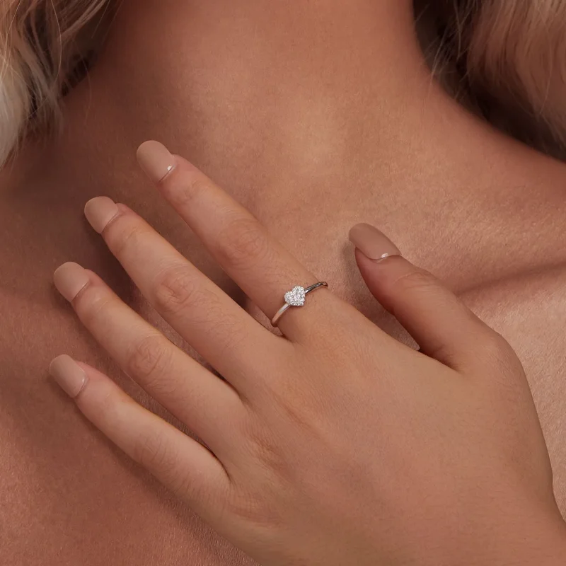 (bild till) Pandora-stil Hjärtformad Ring (Ett certifikat) - MSR038 - View 5