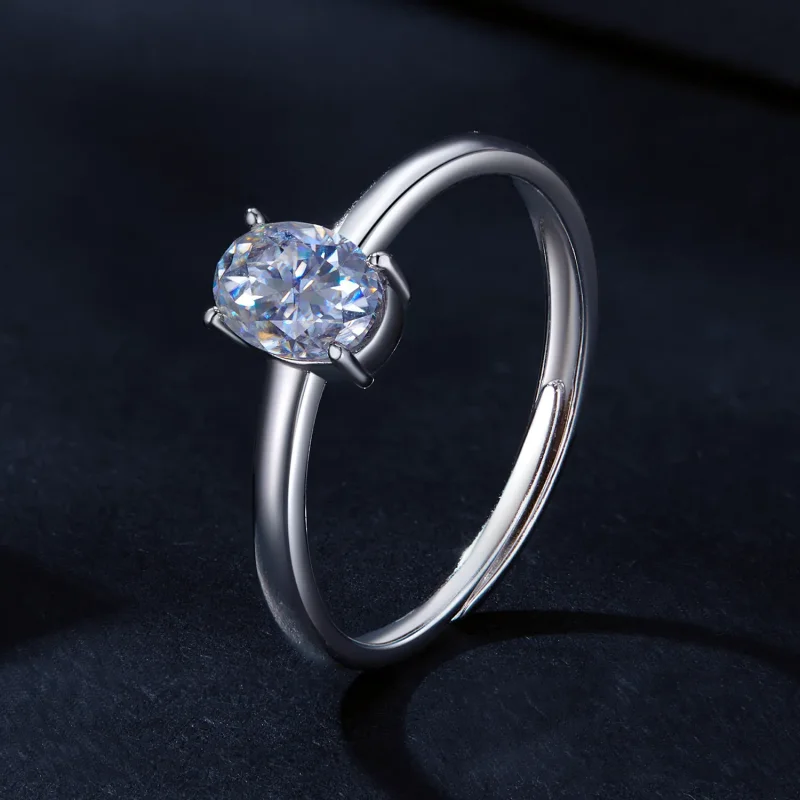 (bild till) Pandora-stil 1 kt äggformad moissanitring (Ett certifikat) - MSR039 - View 2