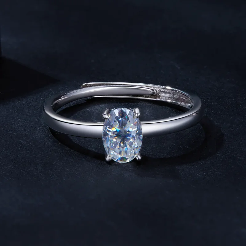 (bild till) Pandora-stil 1 kt äggformad moissanitring (Ett certifikat) - MSR039 - View 3