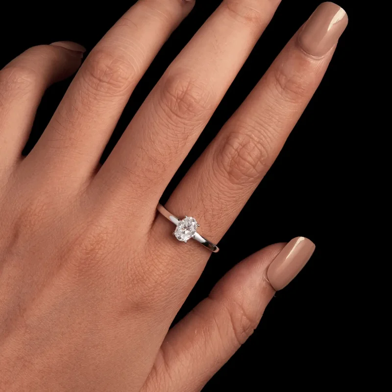 (bild till) Pandora-stil 1 kt äggformad moissanitring (Ett certifikat) - MSR039 - View 4