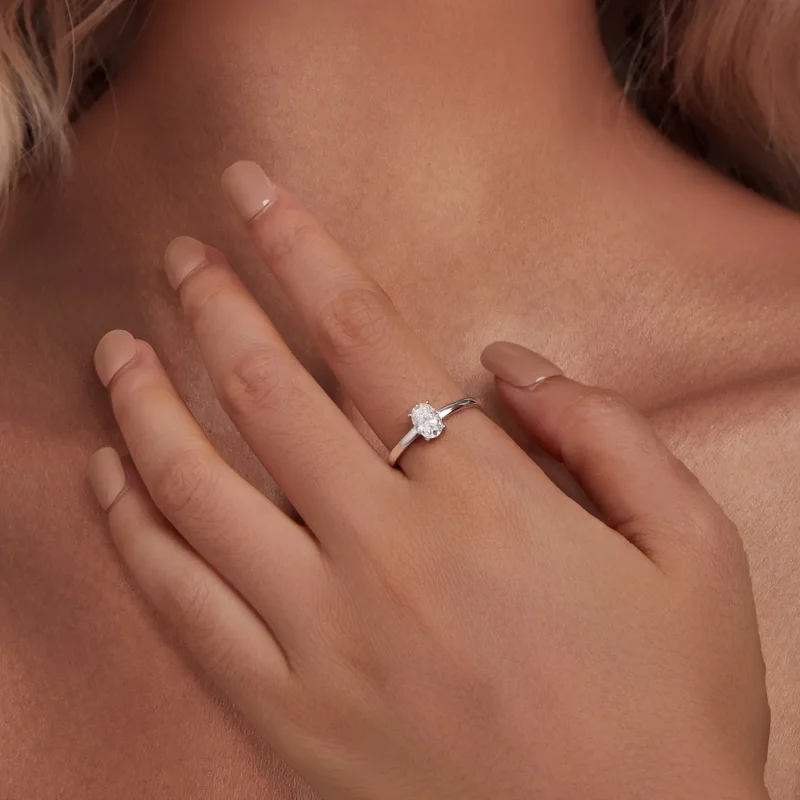 (bild till) Pandora-stil 1 kt äggformad moissanitring (Ett certifikat) - MSR039 - View 5
