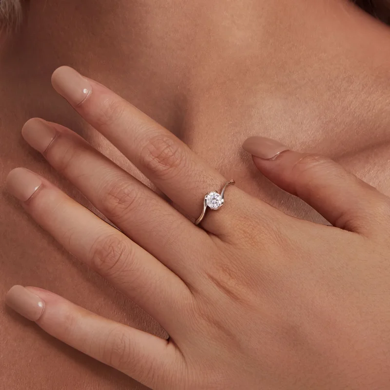 (bild till) Pandora-stil 0,5 kt Moissanitring (Ett certifikat) - MSR040 - View 6