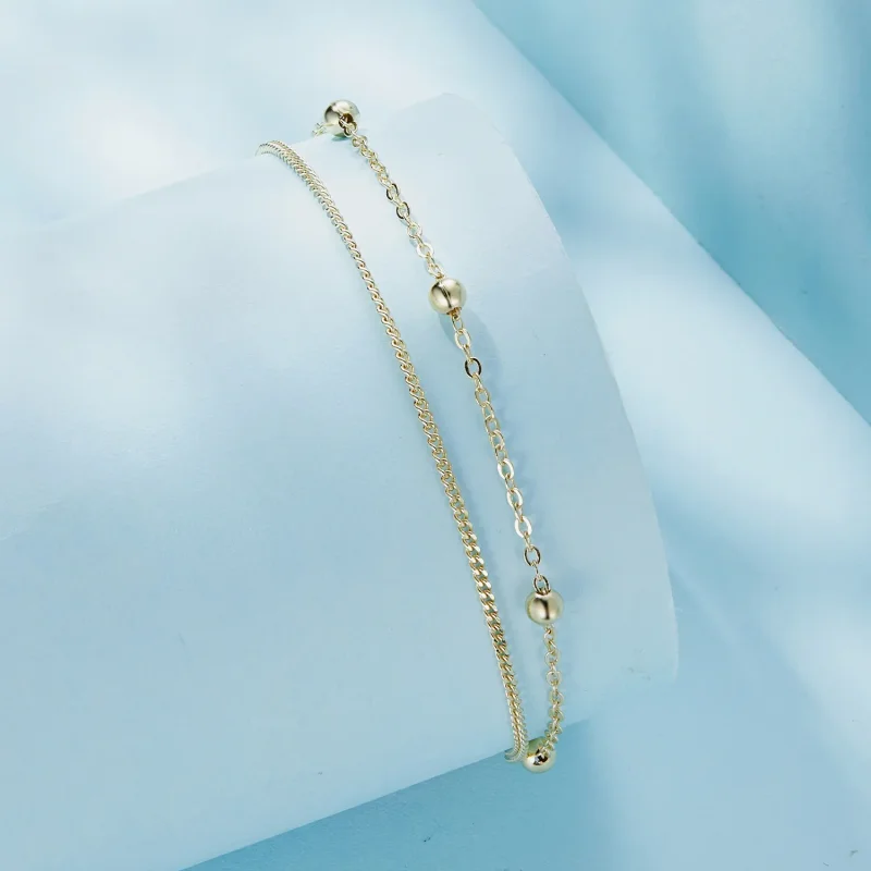 (bild till) Pandora-stil Guldpärlkedjearmband - SCB131-B - View 2