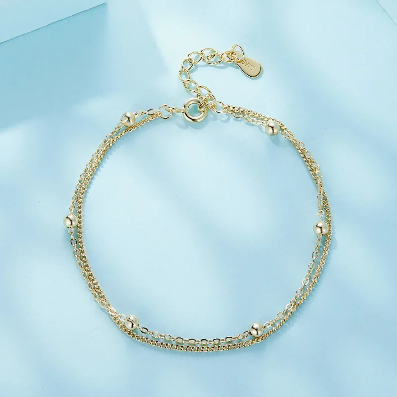 (bild till) Pandora-stil Guldpärlkedjearmband - SCB131-B - View 3