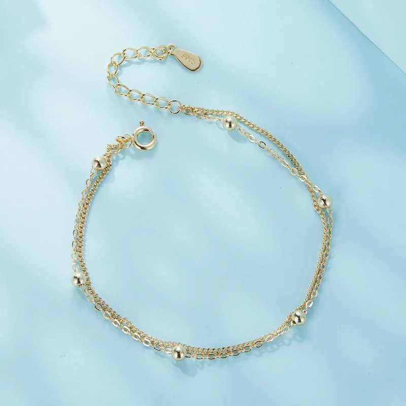 (bild till) Pandora-stil Guldpärlkedjearmband - SCB131-B - View 4