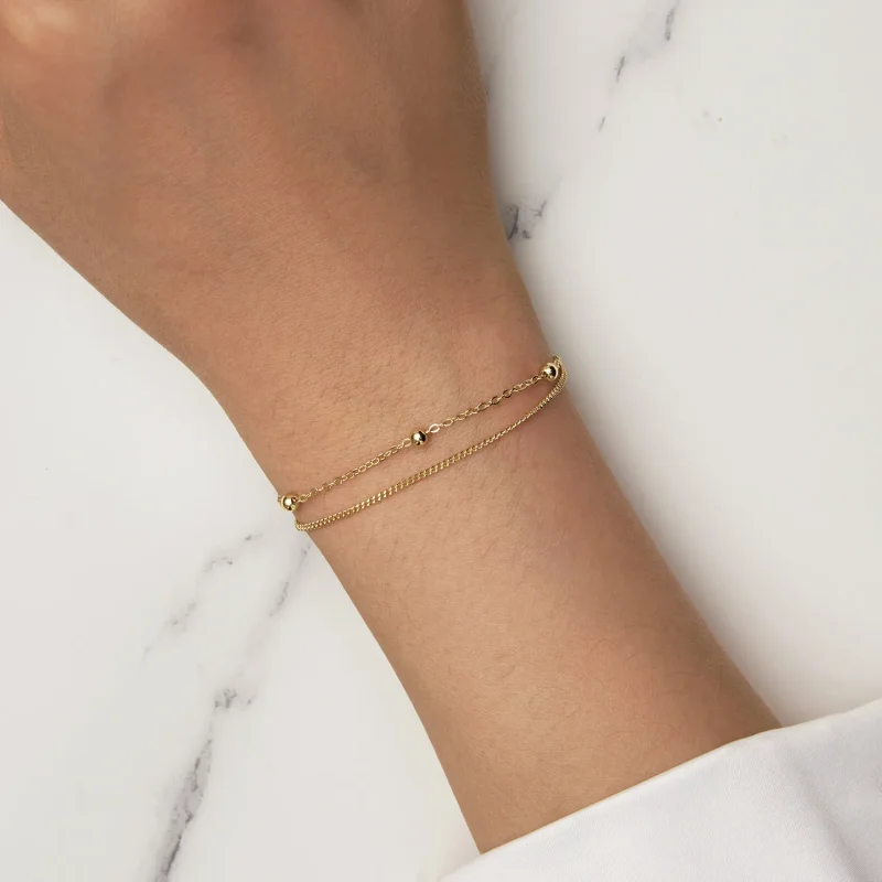 (bild till) Pandora-stil Guldpärlkedjearmband - SCB131-B - View 6