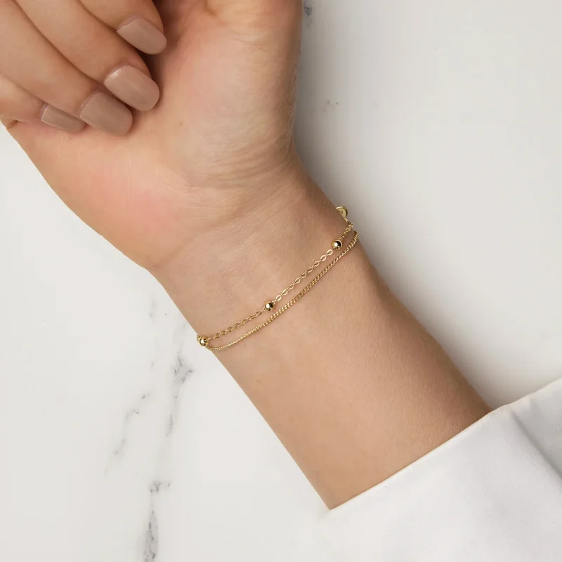 (bild till) Pandora-stil Guldpärlkedjearmband - SCB131-B - View 7