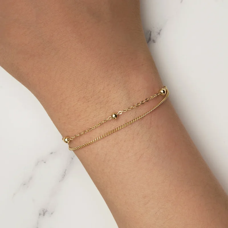 (bild till) Pandora-stil Guldpärlkedjearmband - SCB131-B - View 8