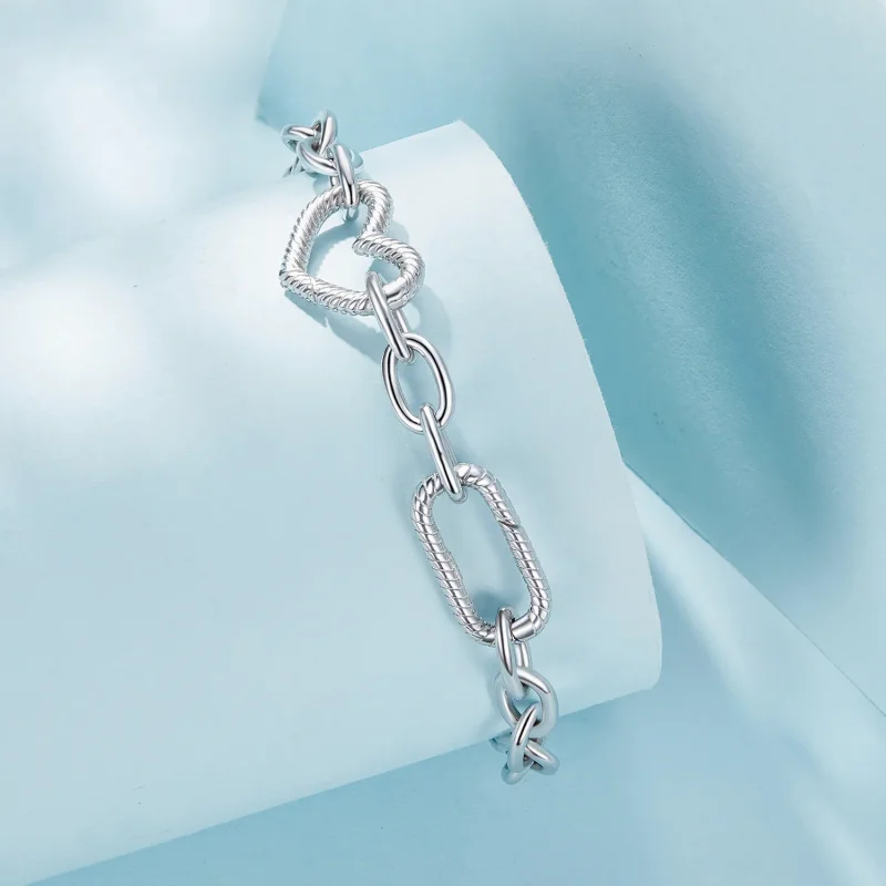 (bild till) Pandora-stil Hjärtakedjearmband - SCB258 - View 2