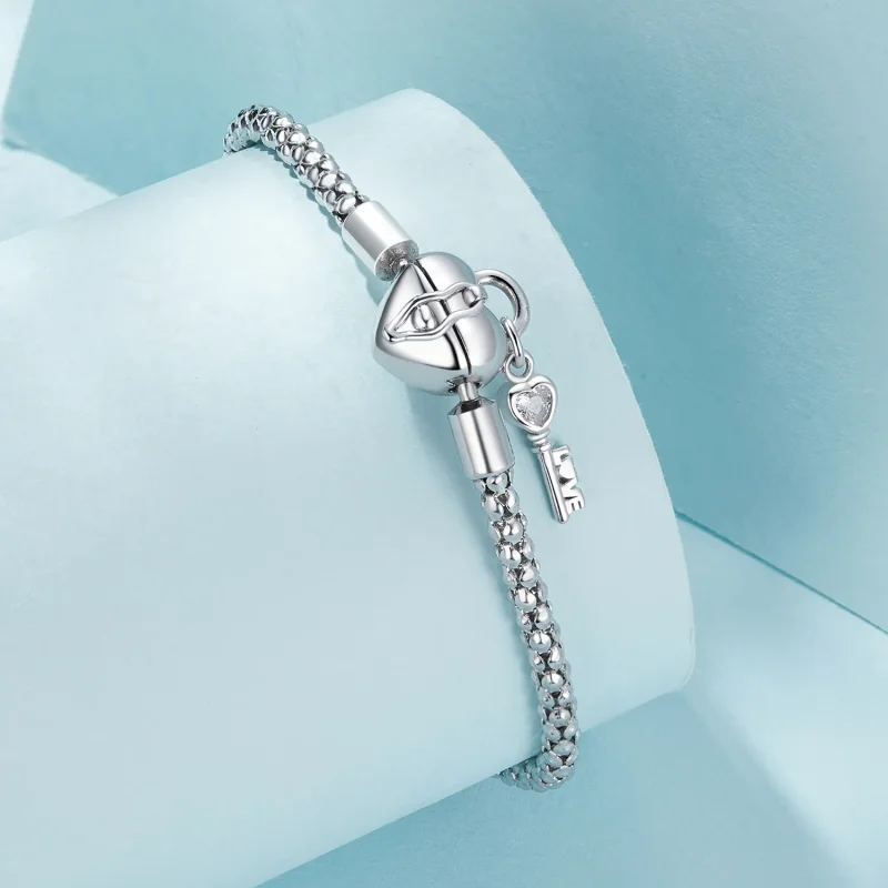 (bild till) Pandora-stil Hjärtlås Nyckelknippa Armband - SCB259 - View 2