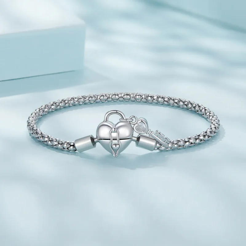 (bild till) Pandora-stil Hjärtlås Nyckelknippa Armband - SCB259 - View 3