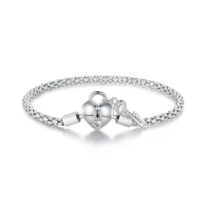 (bild till) Pandora-stil Hjärtlås Nyckelknippa Armband - SCB259
