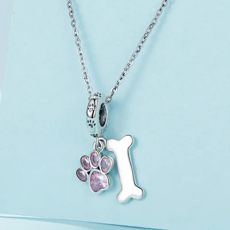 (bild till) Pandora-stil Rosa Hundtasspelsben Hängecharm - SCC2127-PK - View 2