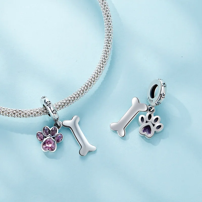 (bild till) Pandora-stil Rosa Hundtasspelsben Hängecharm - SCC2127-PK - View 4