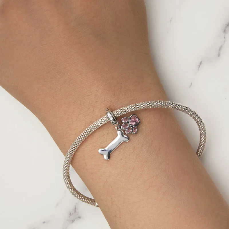 (bild till) Pandora-stil Rosa Hundtasspelsben Hängecharm - SCC2127-PK - View 5