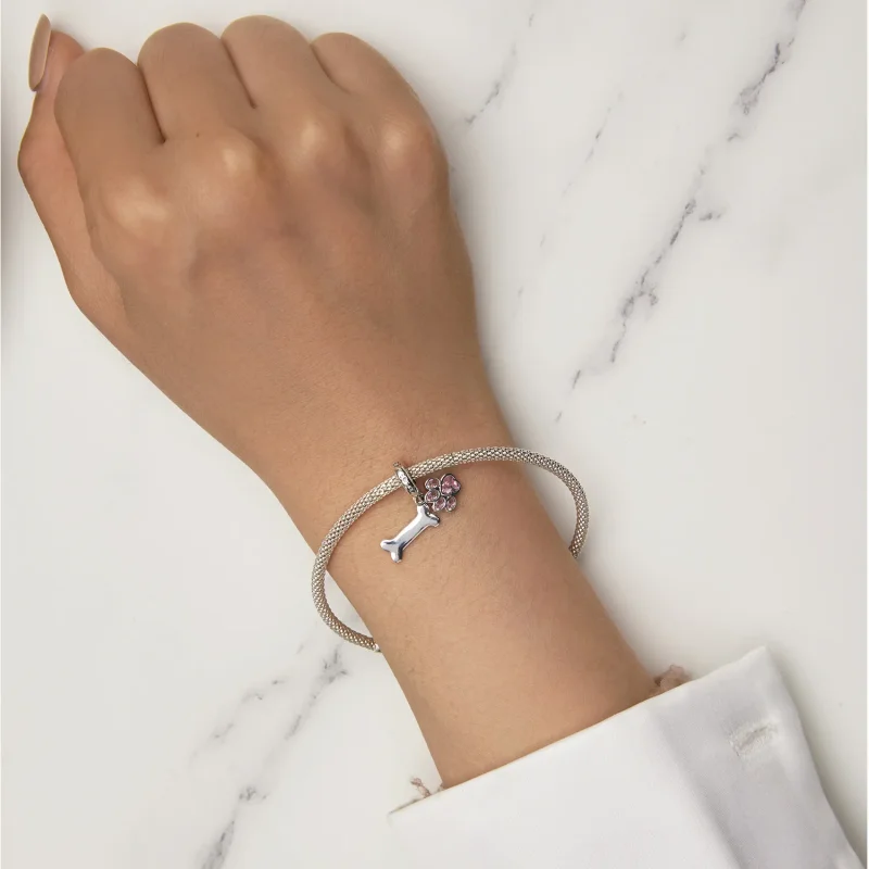 (bild till) Pandora-stil Rosa Hundtasspelsben Hängecharm - SCC2127-PK - View 6