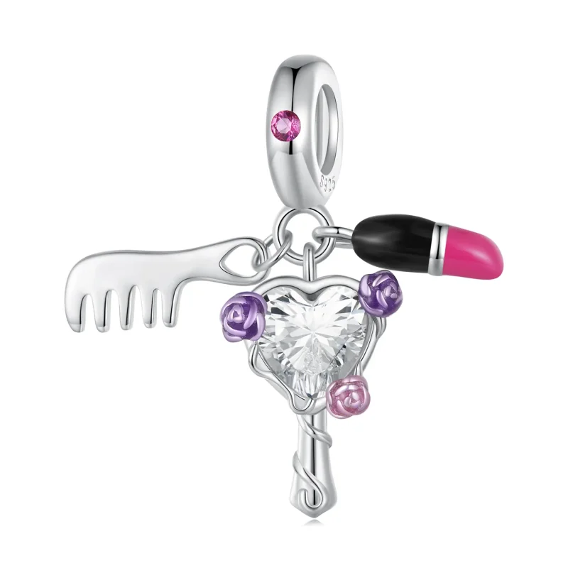 (bild till) Pandora Style-hängsmycke med kam, läppstift och spegel - SCC2474 - View 6