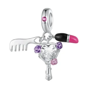 (bild till) Pandora Style-hängsmycke med kam, läppstift och spegel - SCC2474